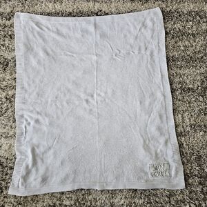 Rae Dunn Baby Boy Girl Soft 100% Cotton Knit White Blanket 30"x40” Lovey Unisex